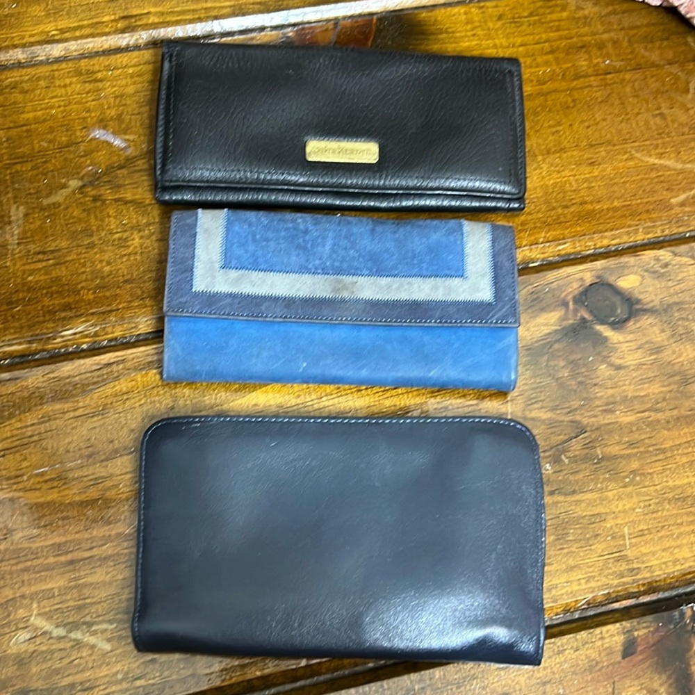 Lot of 3- Genuine Vintage‎ Leather Long Wallets